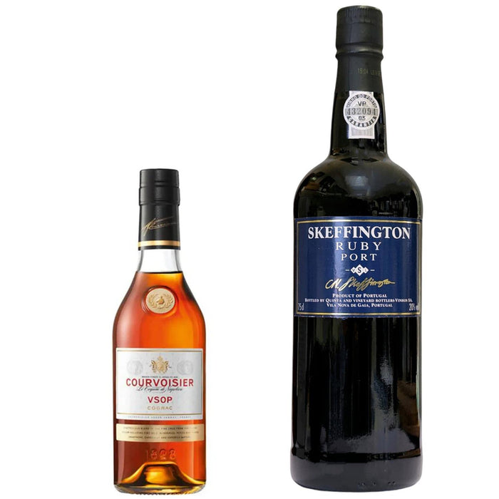 Port & Cognac Duo - Skeffington Ruby Port 75cl & Courvoisier VSOP Cognac 35cl