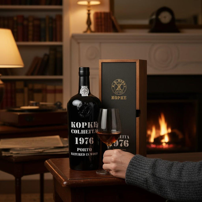 Kopke Colheita Port 1976 In Wooden Gift Box & Glass