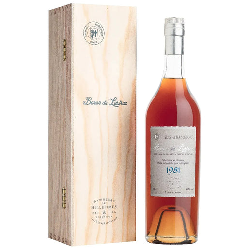 Gift Boxed Baron De Lustrac Bas Armagnac 1981 Vintage 70cl