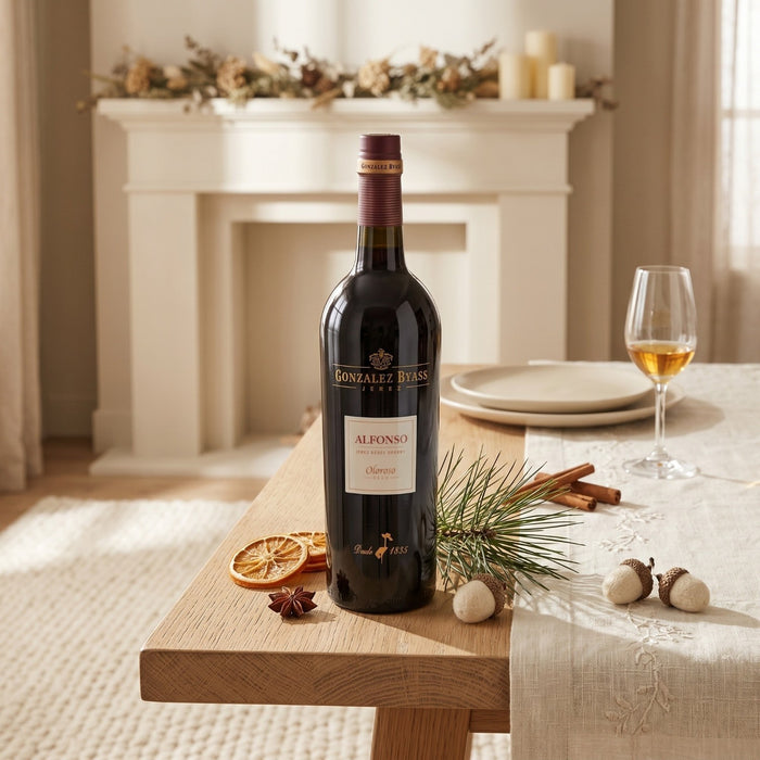 Gonzalez Byass Alfonso Oloroso Seco Sherry in a living room