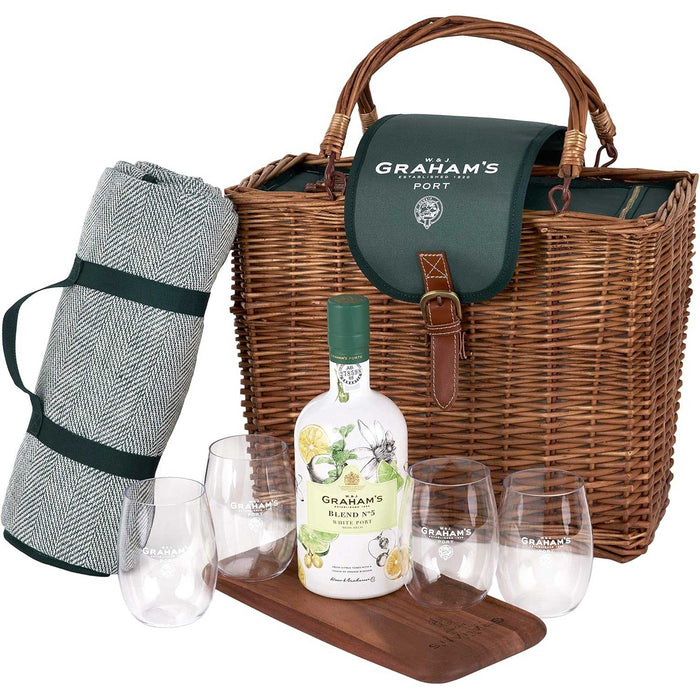 Grahams Blend No 5 Port Picnic Hamper Including Rug, Glasses & Chopping Board