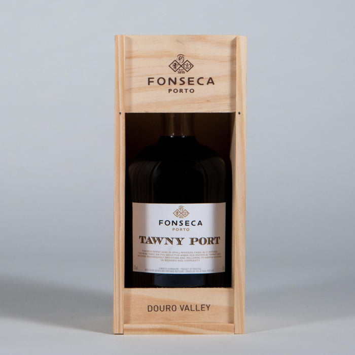 Front View Of Fonseca Tawny Port In Wooden Gift Box