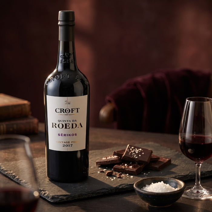 Croft Quinta Da Roeda Serikos Vintage Port 2017 with sea salt chocolate