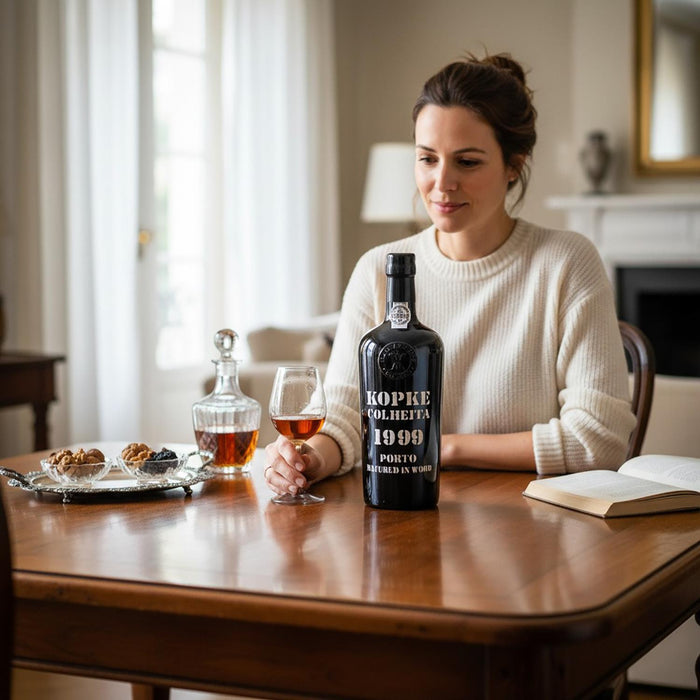 Woman enjoying Kopke Colheita 1999 Vintage Port